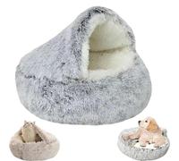 OneTreeTime Lit nid, lit, lit for Chat, Grotte Confortable et apaisante, lit for Chat Rond en Peluche à Capuche apaisante, lit for Chat Confortable d'hiver for Chats et Chiens (Velours lon