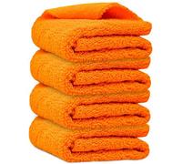 OneTreeTime Lot de 4 chiffons de nettoyage multifonction en microfibre sans bords pour finition automobile, polissage, lavage et séchage, 40 x 40 cm (orange/gris, 4)