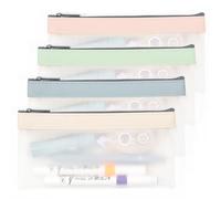 OneTreeTime Lot de 4 trousses à crayons transparentes pour examens, trousse transparente en TPU avec fermeture éclair pour adultes, filles, garçons