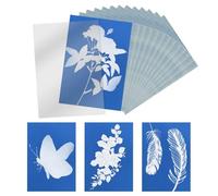 OneTreeTime Lot de 50 feuilles de papier cyanotype, impression solaire, papier photosensible à la lumière avec feuille acrylique pour projets d'artisanat (papier A5)