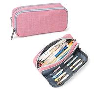 OneTreeTime Trousse à crayons pour machine à stylos de grande capacité, organiseur de bureau, trousse à crayons simple et multifonctionnelle noire (rose)