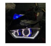 ONETREND Moto Phares Pour YZF-R25 Pour YZF-R3 2013-2018 Phare Projecteur HID Angel Eye Pour Moto Phare Assembly(Blue white)