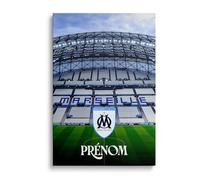 OneTrophy Toile Officielle Olympique de Marseille - Personnalisable avec Prénom ou Texte Libre - Décoration Murale Supporter - Made in France - Cadeau Supporter OM (Droit au but)