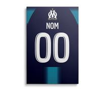 OneTrophy Toile Officielle Olympique de Marseille - Saison 2025/2026 - Décoration Murale Personnalisable avec Nom & Numéro - Made in France - Cadeau supporter OM (Maillot exterieur (bleu foncé))