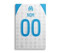 OneTrophy Toile Officielle Olympique de Marseille - Saison 2025/2026 - Décoration Murale Personnalisable avec Nom & Numéro - Made in France - Cadeau supporter OM (Maillot domicile (Blanc))