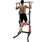 ONETWOFIT Chaise Romaine Power Tower Pliable Dip Station Barre de Traction Ajustable Station de Traction à Hauteur Réglable, Multifonction Fitness Strength avec Barre de Tractions (Black-7)
