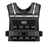 ONETWOFIT Gilet lesté réglable pour homme de 20kg, gilet de rucking pour la marche avec fermeture éclair, 16 poids en Fer,gilet d'entraînement de force pour la course,la marche (Noir-2)