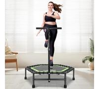 ONETWOFIT Trampoline à Rebond de 107/114cm pour Adultes avec poignée | Mini Trampoline Silencieux pour Exercices en intérieur, Trampoline de Fitness avec Rebond Bungee Capacité de charge:150 kg