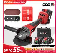 ONEVAN 125MM meuleuse d'angle électrique sans brosse 2in1 polissage 3000W M14 Cutter métal bois outil électrique pour Makita 18V batterie broche 2 batteries, 1 prise EU