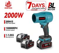 ONEVAN 200 M/S ventilateur Turbo électrique sans brosse 2000W ventilateur à Jet sans fil feuille de neige poussière outil de soufflage d'air pour broche de batterie Makita 2x928vf Battery Set
