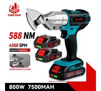 ONEVAN - ciseaux électriques en fer, coupe sans fil en métal, feuille de cisaillement en acier au carbone, outils électriques pour Makita, broche de batterie 18V 2 Battery EU Plug