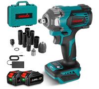 ONEVAN Cle a Choc Sans Fil 700NM, Brushless Boulonneuse a Choc Electrique, acec 2x3.0Ah Batteries et chargeur, 2300RPM, 20V Clé à Chocs Sur Batterie avec Lumière LED pour la Voiture