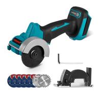 ONEVAN mini meuleuse sans fil, 76mm meuleuse d'angle pour Makita 18V, marche avant/arrière, réglage de la profondeur, disqueuse sans balais avec 5 disques abrasifs et 2 disques à tronçonner