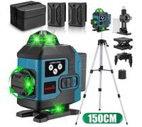 ONEVAN Niveau laser 4D 16 lignes, 4x360° autonivelant, avec Télécommande, Trépied 150cm, 2X 4000mAh Batteries