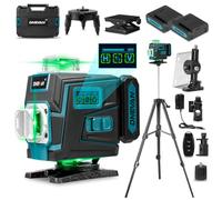 ONEVAN Niveau Laser avec Trépied, 4D x 360° Niveau Laser Autonivelant | App/30 m télécommande, 1 m Trépied Réglable, 6 à 8 heures (Deux Batteries), écran LED, Pose de Carrelage/Rénovation/Bricolage