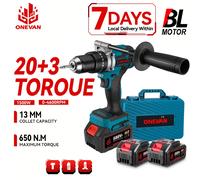 ONEVAN - perceuse à percussion électrique sans balais 1500W, 650nm, tournevis sans fil, plaques, outil de travail du bois du sol pour broche de batterie Makita Without Battery