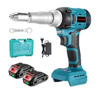 ONEVAN Pince à rivets sans fil, course 20 mm, pistolet à rivets 20 000N sans balais automatique électrique pince à rivets pop avec 2 batteries 2000mAh, pour rivets aveugles Ø2,4-5,0 mm