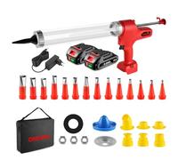 ONEVAN Pistolet Silicone Electrique, 300/600 ml Pistolet a Cartouche, 6 Vitesses, Anti-gouttes, avec 2 Batteries de 2.0 Ah, 14 Buses, Idéal pour Calfeutrer, Remplir, Scellage
