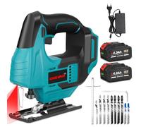 ONEVAN Puzzle sans fil 18V avec 2 batteries-Puzzle sans fil sans balais 450W, profondeur de coupe de 55mm, éclairage LED Lame de scie de remplacement sans outil