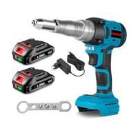 ONEVAN riveteuse à batterie, 20,000N pistolet a rivet electrique avec batteries 2x 1,5Ah, course 18 mm, sans balais, riveteuse automatique sans fil pour rivets aveugles 2.4-5.0 mm
