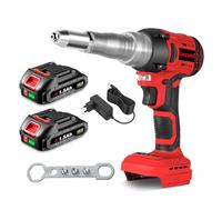 ONEVAN riveteuse electrique, 20000n pistolet à riveter sans fil avec 2x1,5Ah batteries et lumière led, 3 adaptateurs, brushless pince à rivet sur batterie pour rivets aveugles 2.4-5.0 mm