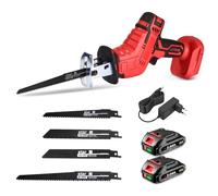 ONEVAN scie sabre sans fil, course de 22 mm, scie alternative électrique avec 2 batteries de 2,0 Ah et 4 lames, scie alligator a batteria pour bois, plastique et métal