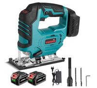 ONEVAN scie sauteuse sans fil, 20V brushless scie sauteuse pendulaire électrique avec 2 x3.0ah batteries et 2 lames, 3000 spm, 5 vitesse, coupe du bois, plastique, métal