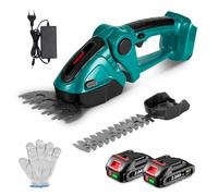 ONEVAN Taille haie Batterie, Taille haie et cisailles à arbustes électriques 2 en 1 avec 2x2.0ah Batteries, Angle réglable à 90°, 20v cisaille à Gazon sur Batterie pour arbustes, Jardin, Gazon