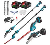 ONEVAN Taille-haie Télescopique & Tronconneuse Sans Fil, Orientable 180°