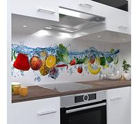 OneWheel Autocollant mural pour crédence de cuisine - 280 x 80 cm - En PVC rigide - Motif : Veggiesplash