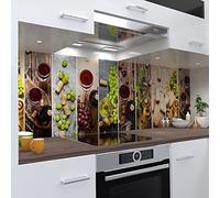 OneWheel | Crédence de cuisine autocollante | 60 x 60 cm Film PVC rigide | Sticker mural pour miroir carrelage design vin marron | Motif : collage de vin
