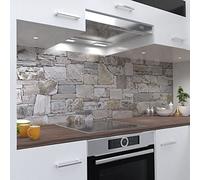 OneWheel, Crédence de cuisine autocollante, Pierre naturelle 3, pierre, 280 x 80 cm, film PVC rigide, protection anti-éclaboussures pour miroir carrelage