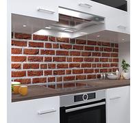 OneWheel, Paroi arrière de cuisine autocollante - 280 x 60 cm - Film PVC rigide - Sticker mural pour carrelage design pierre rouge - Motif mur de pierre 3