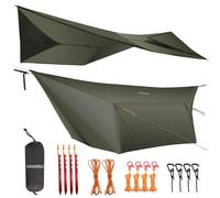 onewind Bâche de hamac, Anti-Pluie, Ultra légère, Grande Couverture, abri avec Portes, Portable pour Hiver, bushcraft, Tente, Tous Les Accessoires Inclus (Vert olive1, 365 cm x 295 cm)