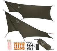 Onewind Silnlyon - Bâche de hamac hexagonale de 3,5 x 3 m, imperméable, légère et durable pour la randonnée et la randonnée, accessoires complets, vert OD