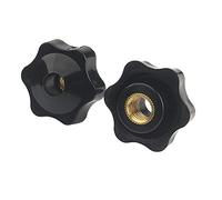 Oneyijun 10 pièces M5 Diamètre de la tête 32mm Le noir Plastique Tête en forme d'étoile Filetage femelle Serrage Bouton Forme Boutons à main À travers le trou Noix Manipuler Machine-outils