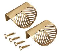 Oneyijun 2 pièces Poignées Feuille Forme Armoire Tiroir Armoire Porte Laiton Or Meubles Poignées d'armoire Cuisine Porte Tiroir Pull Boutons