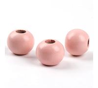 Oneyijun 50 Pièces Grosses Perles en Bois Colorées 20mm - Perles Rondes Naturelles Multicolores pour Bijoux DIY - Bracelet, Collier, Décoration Artisanale Créative (Rose)