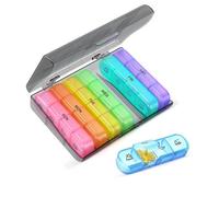 Oneyijun Pilulier Semainier 7 Jours Semaine Matin Midi Soir Pillulier 21 Compartiments Medicament Journalier Pill Box Portabilité Boite Medicaments Rangement pour Vitamines Suppléments (Coloré)