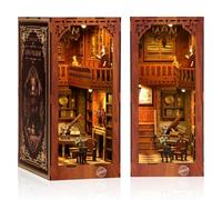 Oneyus Book Nook Maison de poupée en bois, coin du livre miniature avec lumière LED et meubles, puzzle en bois 3D, coin de livre, maison miniature pour adultes, adolescents, cadeaux créatifs,