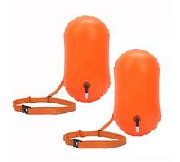 OnFoot Swim Buoy, Sac de dérive de Sauvetage pour Le Stockage, Natation, Flotteur de bouée très Visible pour Un entraînement en Toute sécurité (Orange-2Pcs(No Storage Space))