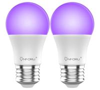 Onforu Lot de 2 Ampoule LED UV, E27 Ampoules Lumière Noire Lampe, 220-240 V Lampe LED Ultraviolet, UV-A Lampe de Ultraviolet Violette, Eclairage Décoratif pour Halloween Noël Bar Fête Peinture Fluo