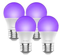 Onforu Lot de 4 Ampoule LED UV, E27 Ampoules Lumière Noire Lampe, 220-240 V Lampe LED Ultraviolet, UV-A Lampe de Ultraviolet Violette, Eclairage Décoratif pour Halloween Noël Bar Fête Peinture Fluo