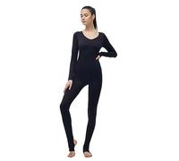 ONGASOFT Combinaison de yoga sans couture avec pied fronceur, Noir , S
