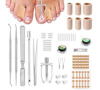 Ongle Incarné kit, 32Pcs Professionnel de Correction d'Ongles Incarnés, Incluant Correcteur en Acier Inoxydable et Autocollants, Soulagement Douleur, pour Usage Domestique