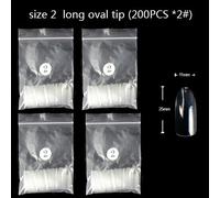 Onglerie Matériel Professionnelle Faux-Ongles Transparents Abs, De Même Taille, De Forme Carrée Ovale, Tailles Spécifiques, Couverture Complète, Pointures 3 4 5 6, 200 Pièces/Sac.200pcs-An49-2.