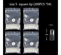 Onglerie Matériel Professionnelle Faux-Ongles Transparents Abs, De Même Taille, De Forme Carrée Ovale, Tailles Spécifiques, Couverture Complète, Pointures 3 4 5 6, 200 Pièces/Sac.200pcs-An3-5.