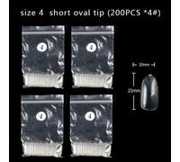 Onglerie Matériel Professionnelle Faux-Ongles Transparents Abs, De Même Taille, De Forme Carrée Ovale, Tailles Spécifiques, Couverture Complète, Pointures 3 4 5 6, 200 Pièces/Sac.200pcs-An11-4.