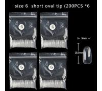 Onglerie Matériel Professionnelle Faux-Ongles Transparents Abs, De Même Taille, De Forme Carrée Ovale, Tailles Spécifiques, Couverture Complète, Pointures 3 4 5 6, 200 Pièces/Sac.200pcs-An11-6.