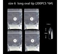 Onglerie Matériel Professionnelle Faux-Ongles Transparents Abs, De Même Taille, De Forme Carrée Ovale, Tailles Spécifiques, Couverture Complète, Pointures 3 4 5 6, 200 Pièces/Sac.200pcs-An49-6.
